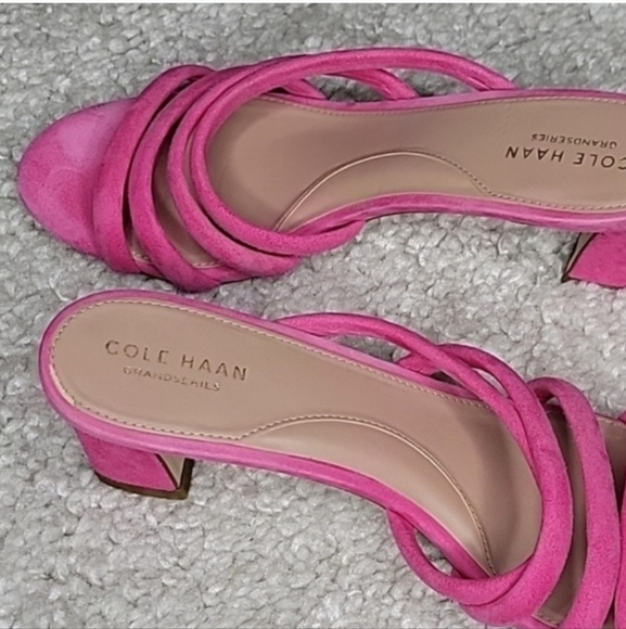 COLE HAAN ADELLE  PInk Suede Strappy Heels Size 9.5 - Picture 10 of 16